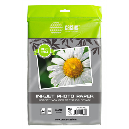 Cactus CS-MA410020EDS A4/100г/м2/20л./белый матовое/матовое для струйной печати