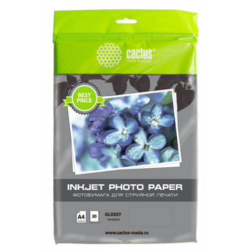 Cactus CS-GA413020ED A4/130г/м2/20л./белый глянцевое для струйной печати