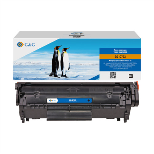 G&G toner-cartridge for HP LaserJet 1010/1012/1015/1018/1020/1022/1022n/1022nw/3015/3020/3030/3050/3052/3055/M1005 MFP/M1300 MFP/1319f MFP;Canon LBP 2900/3000 ресурс 3000 стр.гарантия 36 мес.