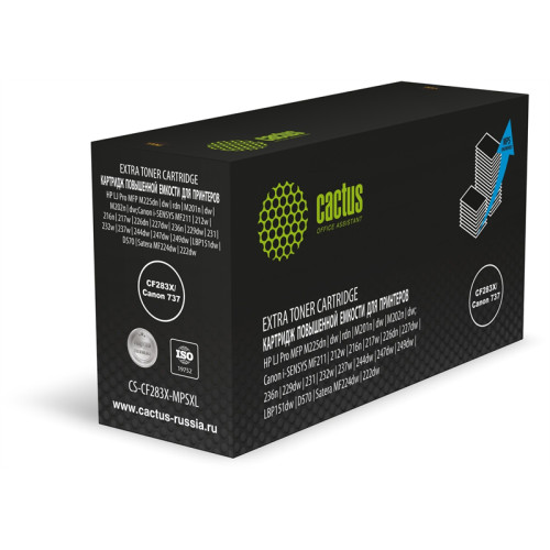 Cactus CS-CF283X-MPSXL CF283X/Canon 737 черный (8000стр.) для HP LJ Pro MFP M225dn/dw/rdn/M201n/dw/M202n/dw;Canon i-SENSYS MF211/212w/216n/217w/226dn/227dw/236n/229dw/231/232w/237w/244dw/247dw/249dw/L