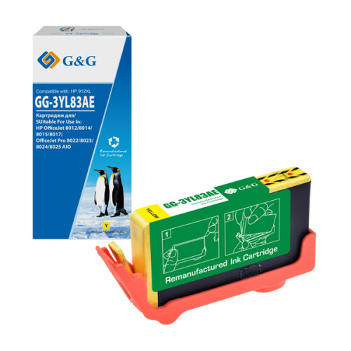Cartridge GG 912XL для OfficeJet 8013/8023/8025, желтый (825 стр) (аналог 3YL83AE)