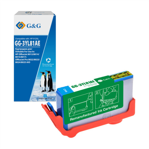 Cartridge GG 912XL для OfficeJet 8013/8023/8025, голубой (825 стр) (аналог 3YL81AE)