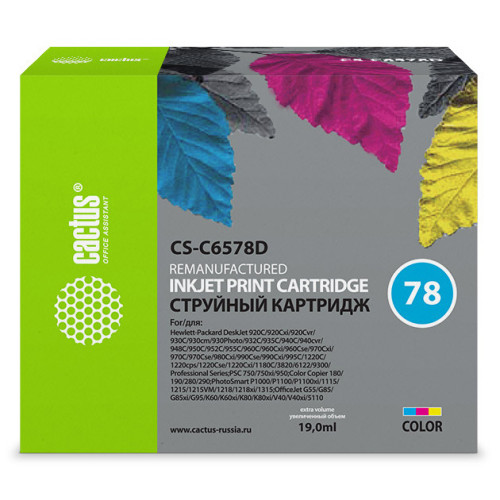 Cactus CS-C6578D №78 голубой/пурпурный/желтый (19мл) для HP DJ 900/1220C/PS P000/P1100