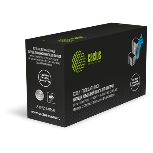 Cactus CS-CE285X-MPSXL CE285A/CB435A/Canon 725 черный (8000стр.) для HP Pro P1100/P1102/P1102W/P1102WHP/M1132/M1210/M1130/M1212NF/M1217NFW; Canon LBP6000/MF3010