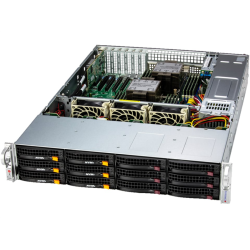 Supermicro SuperStorage 2U Server 621E-ACR12L noCPU(2) 5th/4/th Gen(MCC carrier)/TDP 270W/no DIMM(16)/ 12x3.5/2.5 SAS/SATA(HBA 3816L)/2x10GbE/2x1200W/SFT-DCMS-Single
