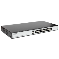 ORIGO Неуправляемый PoE-коммутатор, 24x100Base-TX PoE, 2x1000Base-T, PoE-бюджет 285 Вт, PoE до 250 м, комплект для установки в 19