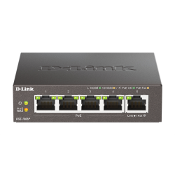 D-Link Неуправляемый PoE-коммутатор, 5x1000Base-T (4x1000Base-T PoE), PoE-бюджет 60 Вт, корпус металл