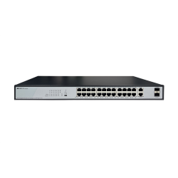ORIGO Неуправляемый PoE-коммутатор, 26x1000Base-T (24x1000Base-T PoE), 2x1000Base-X SFP, PoE-бюджет 370 Вт, комплект для установки в 19