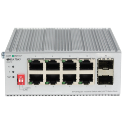 ORIGO Промышленный неуправляемый коммутатор, 8x1000Base-T, 2x1000Base-X SFP, защита от статического электричества до 4 кВ, -40..75°C