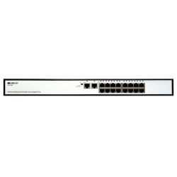 ORIGO Неуправляемый PoE-коммутатор, 16x100Base-TX PoE, 2x1000Base-T, PoE-бюджет 190 Вт, PoE до 250 м, комплект для установки в 19