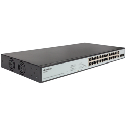ORIGO Настраиваемый L2 PoE-коммутатор, 24x100Base-TX PoE, 2xCombo 1000Base-T/SFP, PoE-бюджет 280 Вт, комплект для установки в 19