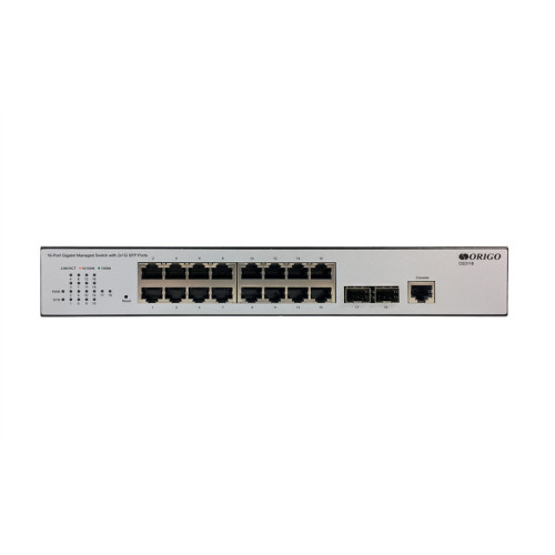 ORIGO Управляемый L2 коммутатор, 16x1000Base-T, 2x1000Base-X SFP, консольный порт RJ-45, комплект для установки в 19
