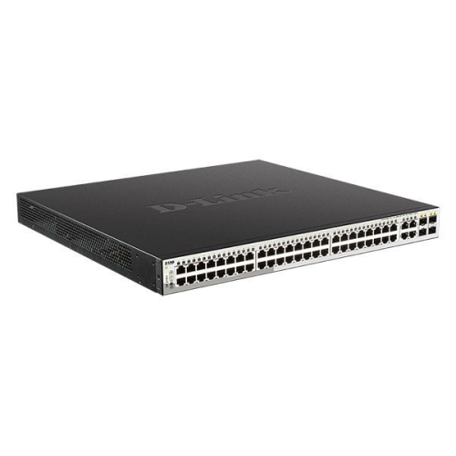 D-Link PROJ Настраиваемый L2 PoE-коммутатор, 48x1000Base-T PoE, 4хCombo 1000Base-T/SFP, PoE-бюджет 370 Вт, упрощенный интерфейс CLI