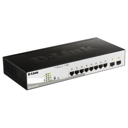 D-Link Управляемый L2 PoE-коммутатор, 8x1000Base-T PoE, 2x1000Base-X SFP, PoE-бюджет 65 Вт, защита от статического электричества до 6 кВ, CLI