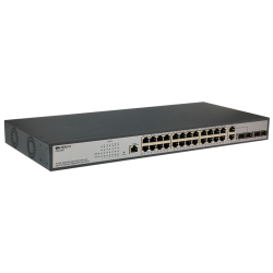 ORIGO Управляемый L2 PoE-коммутатор, 24x1000Base-T PoE, 2x1000Base-X SFP, 2xCombo 1000Base-T/SFP, PoE-бюджет 250 Вт, консольный порт RJ-45, комплект для установки в 19