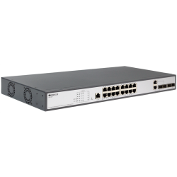 ORIGO Управляемый L2 PoE-коммутатор, 16x1000Base-T PoE, 2x1000Base-X SFP, 2xCombo 1000Base-T/SFP, PoE-бюджет 250 Вт, консольный порт RJ-45, комплект для установки в 19