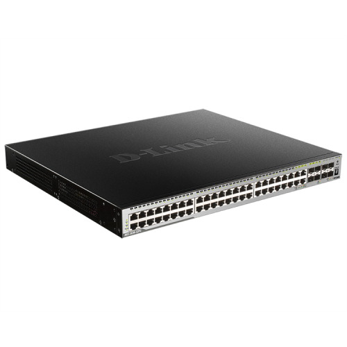D-Link DGS-3630-52PC/A2ASI, PROJ L3 Managed Switch with 44 10/100/1000Base-T ports and 4 100/1000Base-T/SFP combo-ports and 4 10GBase-X SFP+ ports (48 PoE ports 802.3af/802.3at (30 W), PoE Budget 370W