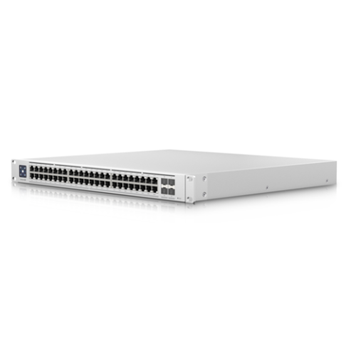 Ubiquiti Switch Enterprise 48 PoE Layer 3, PoE switch with (48) 2.5GbE, 802.3at PoE+ RJ45 ports and (4) 10G SFP+ ports.
