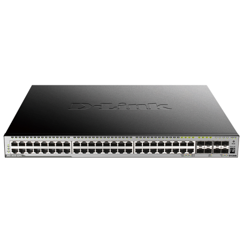 D-Link DGS-3630-52PC/A2ASI, PROJ L3 Managed Switch with 44 10/100/1000Base-T ports and 4 100/1000Base-T/SFP combo-ports and 4 10GBase-X SFP+ ports (48 PoE ports 802.3af/802.3at (30 W), PoE Budget 370W