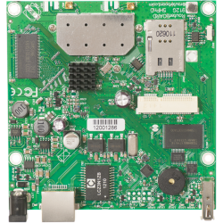 MikroTik RouterBOARD 912UAG with 600Mhz Atheros CPU, 64MB RAM, 1xGigabit LAN, USB, miniPCIe, built-in 5Ghz 802.11a/n 2x2 two chain wireless, 2xMMCX connectors, RouterOS L4