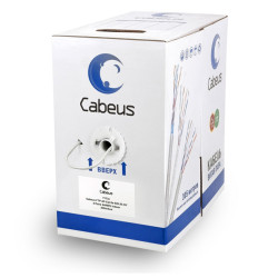 Cabeus FTP-4P-Cat.5e-SOLID-LSZH-GY Кабель витая пара экранированная FTP (F/UTP), категория 5e, 4 пары (24 AWG), одножильный, серый, экран - фольга, LSZH, нг(А)-HF, (305 м)