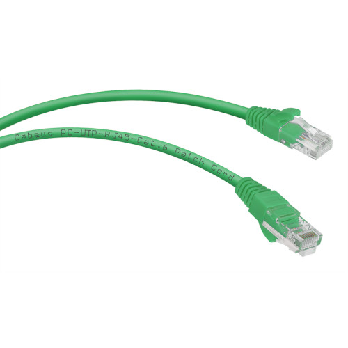Cabeus PC-UTP-RJ45-Cat.6-5m-GN Патч-корд U/UTP, категория 6, 2xRJ45/8p8c, неэкранированный, зеленый, PVC, 5м