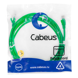 Cabeus PC-UTP-RJ45-Cat.6-3m-GN Патч-корд U/UTP, категория 6, 2xRJ45/8p8c, неэкранированный, зеленый, PVC, 3м