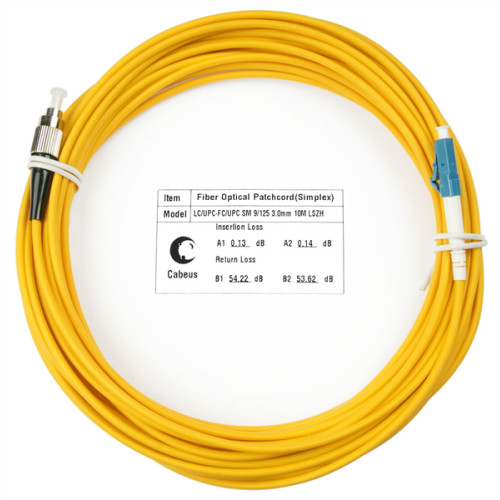 Cabeus FOP(s)-9-LC-FC-10m Шнур оптический simplex LC-FC 9/125 sm 10м LSZH