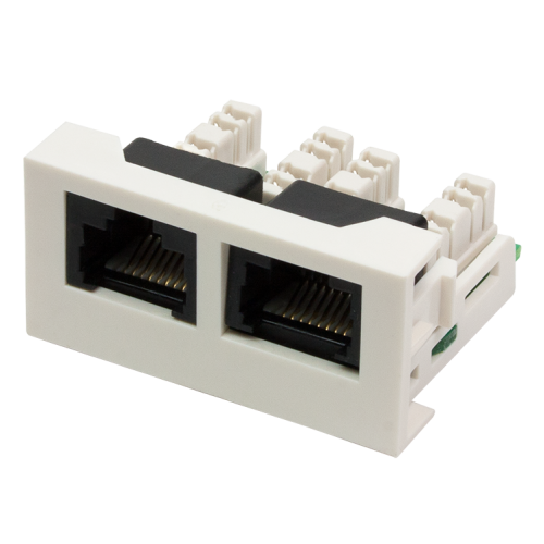 Вставка Mosaic 22.5x45 2xRJ45 Cat.6, белая