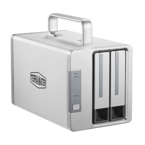 TerraMaster D2-Thunderbolt3 DAS tower/JBOD,RAID0,1/up to 2 HS SATA(3,5' or 2,5')/1xDP1.4/2x40GbThunderbolt3/1xPS/1YW