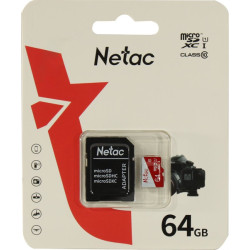 Netac P500 ECO 64GB MicroSDXC U1/C10 up to 80MB/s, retail pack with SD Adapter