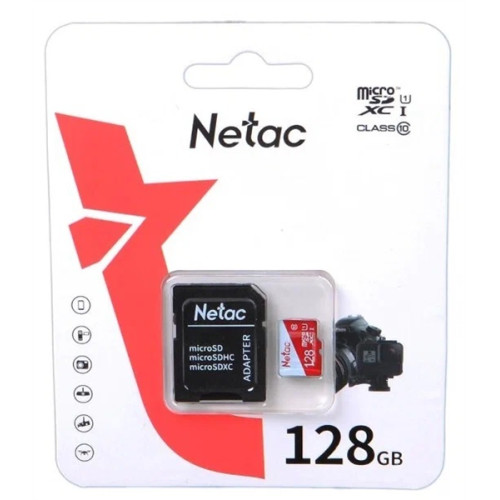 Netac P500 ECO 128GB MicroSDXC U1/C10 up to 80MB/s, retail pack with SD Adapter