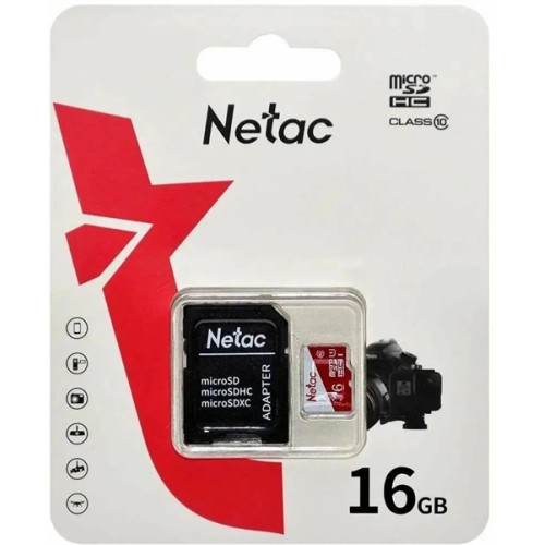 Netac P500 ECO 16GB MicroSDHC C10 up to 80MB/s, retail pack with SD Adapter