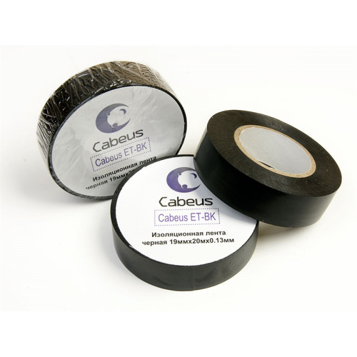 Изолента ПВХ 19 мм Cabeus ET-BK черная 20 м