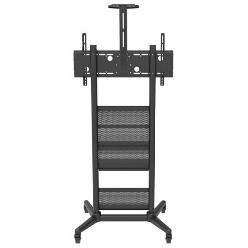 Мобильная стойка Wize Pro [M75] для широкоформатных и интерактивных дисплеев 32”–75”,Max VESA 800x400мм,наклон +15/-15 градусов,высота 167 см,полка для медиаплеера,полка для камеры ВКС,до 120 кг,черн.