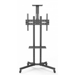 Мобильная стойка Wize Pro [M55] для дисплеев 32”– 65”, Max VESA 600x400 мм, высота 180 см, вертикальная регулировка, регулируемая полка для медиаплеера, полка для камеры ВКС, до 50 кг, черн.