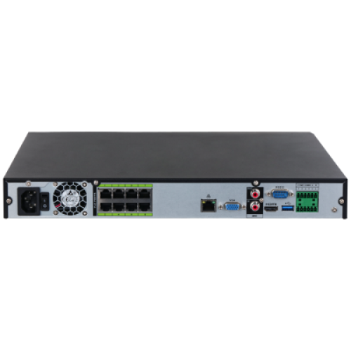 DAHUA 8-канальный IP-видеорегистратор c PoE, 4K, H.265+ и ИИ Входящий поток до 384Мбит/с; сжатие: H.265+, H.265, H.264+, H.264, MJPEG; разрешение записи до 32Мп; накопители: 2 SATA III до 16Тбайт; вос