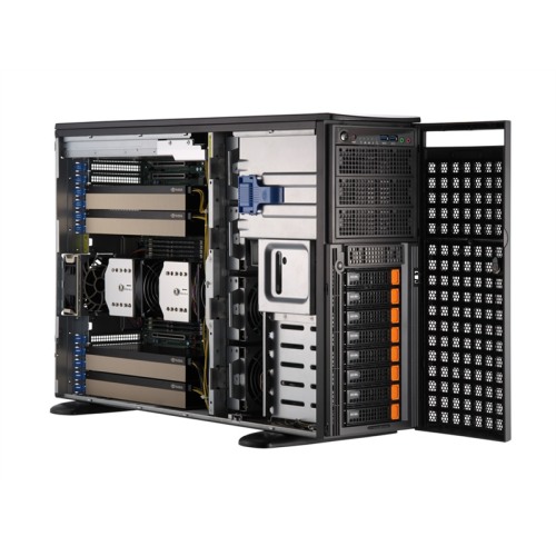 Supermicro SuperServer GPU Tower 741GE-TNRT noCPU(2)4th Gen Xeon Scalable/TDP 350W/no DIMM(16)/ SATARAID HDD(8)LFF/2xM.2 NVMe 3xFH/2x10GbE/2x1200W