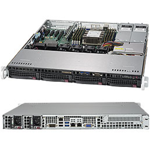 Supermicro SuperServer 1U 5019P-MTR noCPU(1)Scalable/TDP 70-205W/ no DIMM(8)/ SATARAID HDD(4)LFF/ 2x10GbE/ 1xFH, M2/ 2x400W