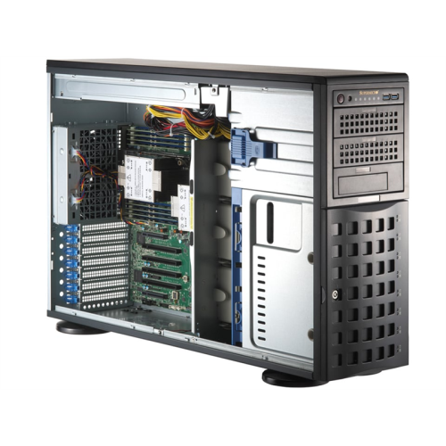 Supermicro SuperServer Tower 741P-TR noCPU(2)4th Gen Xeon Scalable/TDP 300W/no DIMM(16)/ SATARAID HDD(8)LFF/2xM.2 NVMe 6xFH/2x1GbE/2x1200W