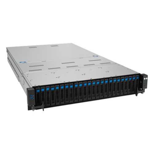 ASUS RS720A-E12-RS24U /GPU, 2xSP5(LGA 6096; up to 400W),24xDDR5 RDIMM(up to 6TB),24xNVMe/SATA(16 NVMe + 8x NVMe/SATA/SAS),soft RAID,2xM.2 slot,9 PCIe Gen5+1xRAID slot, 2x10GBe,2x2600W,ASMB11-iKVM