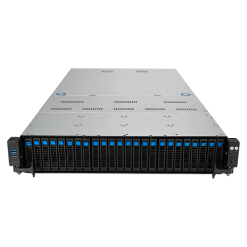 ASUS RS720A-E12-RS24U /GPU, 2xSP5(LGA 6096; up to 400W),24xDDR5 RDIMM(up to 6TB),24xNVMe/SATA(16 NVMe + 8x NVMe/SATA/SAS),soft RAID,2xM.2 slot,9 PCIe Gen5+1xRAID slot, 2x10GBe,2x2600W,ASMB11-iKVM
