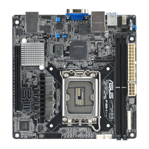 ASUS P13R-I Mini-ITX, 1x Socket 1700 Xeon E, C262, 2x DDR5 DIMM 4800MhZ, 6 x SATA3, 1 x PCI-E x16, 1 x M.2 M-Key 2280, 2 x 1GbE, ASMB11