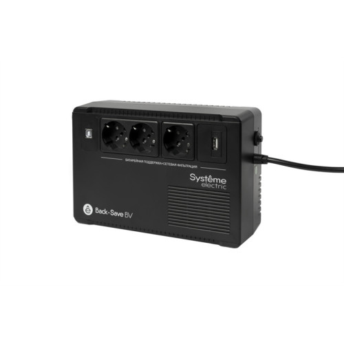Systeme Electric Back-Save, 400VA/240W, 230V, Line-Interactive, AVR, 3xSchuko, USB charge(type A), USB