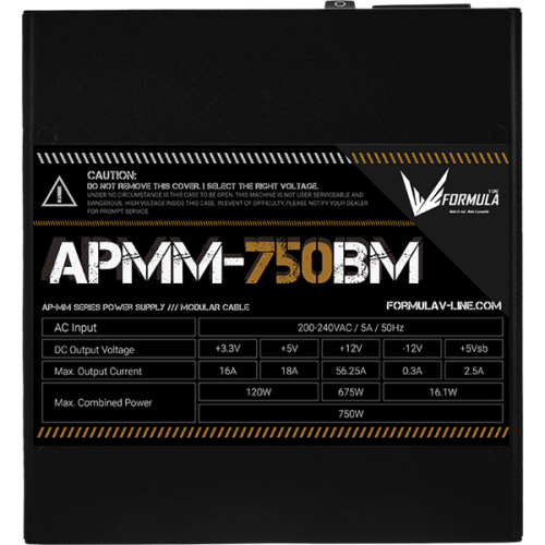 Formula V Line APMM-750BM, 750W, ATX3.1/PCIe5.1, APFC, 80+ Bronze, 12cm Fan, Full Modular