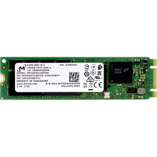 Micron 5300PRO 240GB SATA M.2(22x80mm) 3D TLC R540/W310MB/s MTTF 3М 67000/40000 IOPS 657TBW SSD Enterprise Solid State Drive, 1 year, OEM