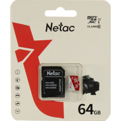 Netac P500 ECO 64GB MicroSDXC U1/C10 up to 80MB/s, retail pack with SD Adapter