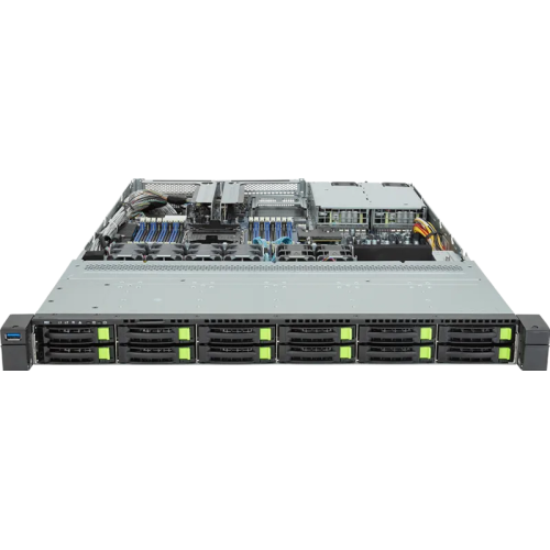 Gigabyte Server Platform R163-S35 / 1U / 1xIntel (Gen 4/5) / 1xHS / 16xDIMM / 12xSFF NVME/SAS/SATA + 1xM.2 PCIe Gen3 / 1x1GbE / 1xOCP 3.0 / 1xFHHL / 2x1300W / Rails / 1Y