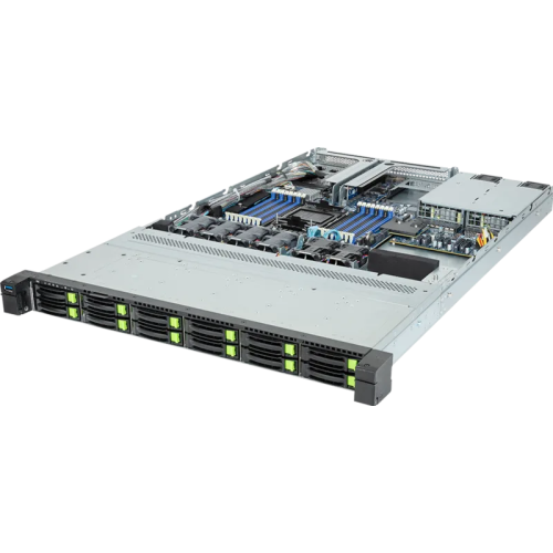Gigabyte Server Platform R163-S35 / 1U / 1xIntel (Gen 4/5) / 1xHS / 16xDIMM / 12xSFF NVME/SAS/SATA + 1xM.2 PCIe Gen3 / 1x1GbE / 1xOCP 3.0 / 1xFHHL / 2x1300W / Rails / 1Y