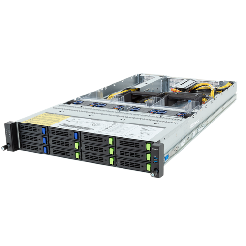 Gigabyte Server Platform R283-ZF0 Rev. 3x / 2U / 2xAMD (9004/9005) / 2xHS / 24xDIMM / 8xLFF NVMe/SAS/SATA + 4xLFF SAS/SATA / 4xGPUs DS / 1xOCP 3.0 / 1xFHHL / 2x2700W / Rails / 1Y